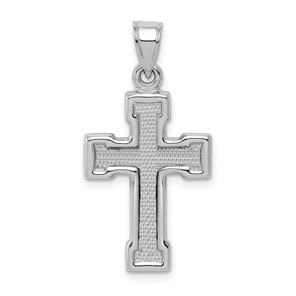 Million Charms 925 Sterling Silver Rhodium-plated Hollow Latin Crucifix Pendant - Picture 3 of 4